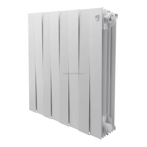 Радиатор биметаллический Royal Thermo Pianoforte 500 - 8 секций Bianco Traffico с боковым подключением (Роял Термо)