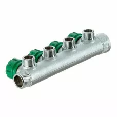 Коллектор регулирующий проходной ВР-НР 3/4"х1/2" с 4 отводами, Эконом Коллектор регулирующий проходной ВР-НР 3/4"х1/2" с 4 отводами, Эконом