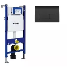 Инсталляция для унитаза Geberit Duofix DELTA UP100 111.170.00.1 с креплением + кнопка смыва Geberit Delta 51 115.105.DW.1 черная глянцевая Инсталляция для унитаза Geberit Duofix DELTA UP100 111.170.00.1 с креплением + кнопка смыва Geberit Delta 51 115.105.DW.1 черная глянцевая