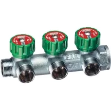 Регулирующий проходной коллектор FAR ВР-НР  3/4" б/гаек M24x19 с 3 отводами (метрика) F 3850 C34