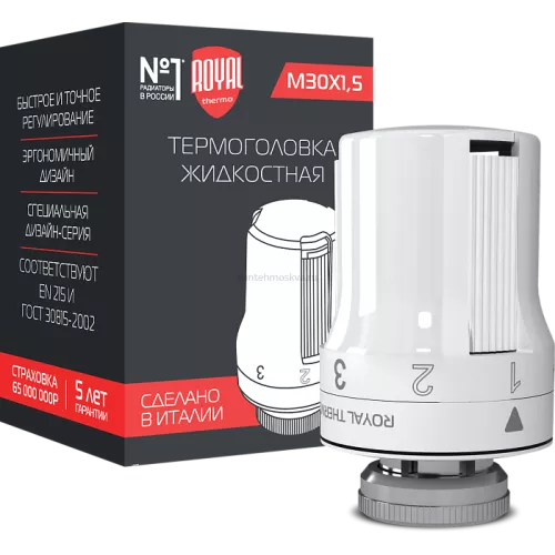Термоголовка жидкостная Royal Thermo, M30 x 1,5 белый, RTE 50.030, НС-1050904