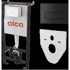 Инсталляция для унитазов Alcaplast AM101/1120-4:1 RU M578-0001 4 в 1 с черной кнопкой смыва и шумоизоляцией