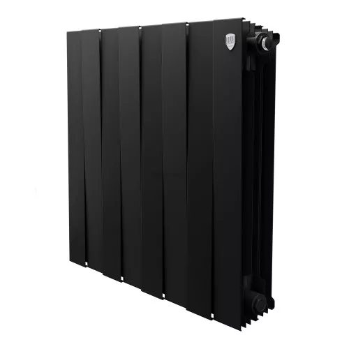 Радиатор биметаллический Royal Thermo Pianoforte 500 - 8 секций Noir Sable с боковым подключением (Роял Термо)