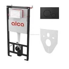 Инсталляция для унитазов Alcaplast AM101/1120-4:1 RU M678-0001 4 в 1 с черной кнопкой смыва и шумоизоляцией Инсталляция для унитазов Alcaplast AM101/1120-4:1 RU M678-0001 4 в 1 с черной кнопкой смыва и шумоизоляцией