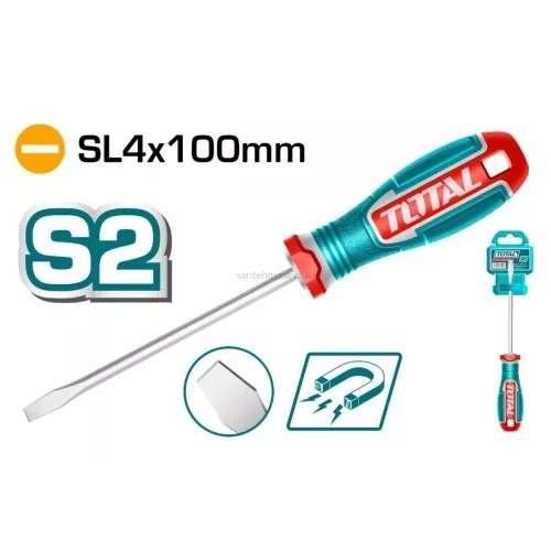 Отвертка шлицевая SL4x100 Мм TOTAL (TSDSL4100 ТОТАЛ)