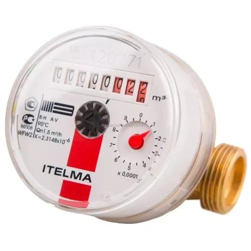 Счетчик водяной для горячей воды Itelma (Ителма) 1/2" DN15 WFW20.D080-0-R-L-0-IP54