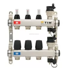 Коллектор Tim из нержавеющей стали на 3 контура с расходомерами KCS5003 Коллектор Tim из нержавеющей стали на 3 контура с расходомерами KCS5003