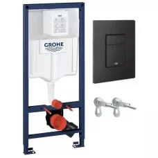 Инсталляция для унитаза GROHE SOLIDO 38811KF0 с кнопкой. черная матовая, комплект 3 в 1 Инсталляция для унитаза GROHE SOLIDO 38811KF0 с кнопкой. черная матовая, комплект 3 в 1