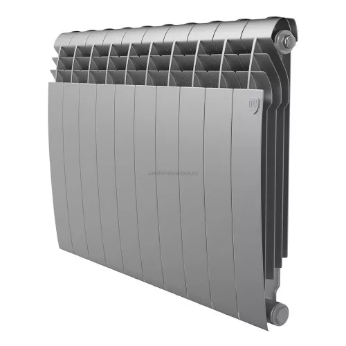 Радиатор биметаллический Royal Thermo Biliner 500 - 10 секций Silver Satin с боковым подключением (Роял Термо)