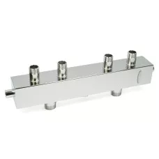 Гидравлический коллектор Zeissler 1 1/4" х 1" НР на 2 контура, 80 кВт, нержавейка AISI 304, ZSb.1501.S.2K80 разделитель