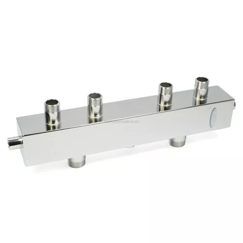 Гидравлический коллектор Zeissler 1 1/4" х 1" НР на 2 контура, 80 кВт, нержавейка AISI 304, ZSb.1501.S.2K80 разделитель
