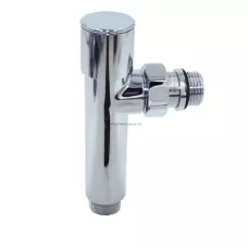 Вентиль запорный угловой круглый для полотенцесушителя 1/2" НР × 1/2" НР с наружной резьбой