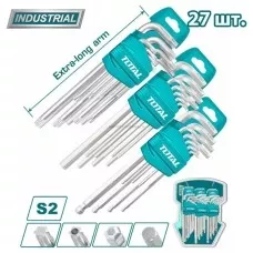 Набор шестигранных ключей и ключей Torx, 27 шт. TOTAL (THT106KT0271 ТОТАЛ)