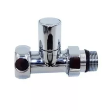 Вентиль запорный прямой круглый для полотенцесушителя 1" ВР × 1/2" НР американка 
