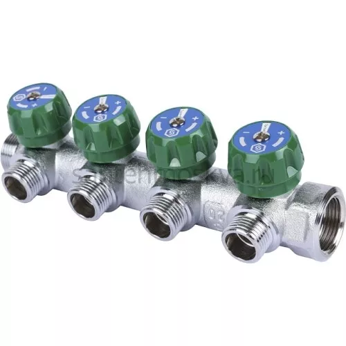 Коллектор регулирующий 3/4"х1/2" с 4 отводами, SMB-6849-341204