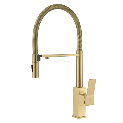 GZ05126-S Смеситель для кухни с гиб МАГ. изл. и под. фильт. (матовое золото)