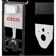 Инсталляция для унитазов Alcaplast AM101/1120-4:1 RU M678-0001 4 в 1 с черной кнопкой смыва и шумоизоляцией Инсталляция для унитазов Alcaplast AM101/1120-4:1 RU M678-0001 4 в 1 с черной кнопкой смыва и шумоизоляцией
