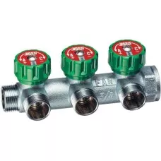 Регулирующий проходной коллектор FAR ВР-НР  3/4" б/гаек M24x19 с 3 отводами (метрика) F 3850 C34