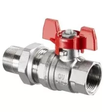 Кран шаровый 1 1/4" НГ с американкой маховик из алюминия Optibal Oventrop