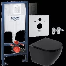 Инсталляция для унитаза GROHE Rapid SL 38811KF0 3 в 1 + Унитаз подвесной BelBagno Colorato BB062CHR-MB Инсталляция для унитаза GROHE Rapid SL 38811KF0 3 в 1 + Унитаз подвесной BelBagno Colorato BB062CHR-MB