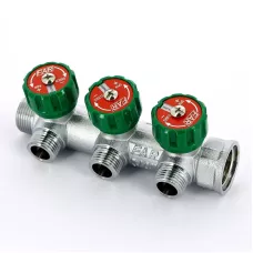 Коллектор FAR FK 3822 3412TP регулирующий проходной ВР-НР 3/4"х1/2" с 3 отводами Коллектор FAR FK 3822 3412TP регулирующий проходной ВР-НР 3/4"х1/2" с 3 отводами