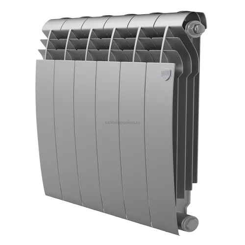 Радиатор биметаллический Royal Thermo Biliner 500 - 6 секций Silver Satin с боковым подключением (Роял Термо)