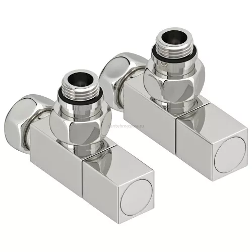 Вентиль квадратный угловой Тим для полотенцесушителей (G 1/2" НР × G 3/4" НГ, 2 шт)
