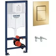 Инсталляция для унитаза GROHE Rapid SL 38772001, с кнопкой смыва золото матовое 38732GN0 3 в 1 Инсталляция для унитаза GROHE Rapid SL 38772001, с кнопкой смыва золото матовое 38732GN0 3 в 1