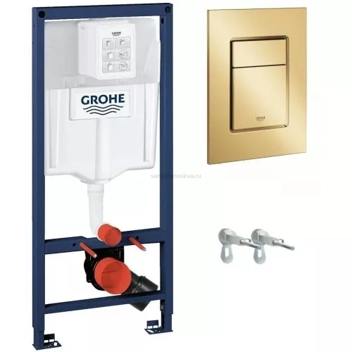Инсталляция для унитаза GROHE Rapid SL 38772001, с кнопкой смыва золото матовое 38732GN0 3 в 1