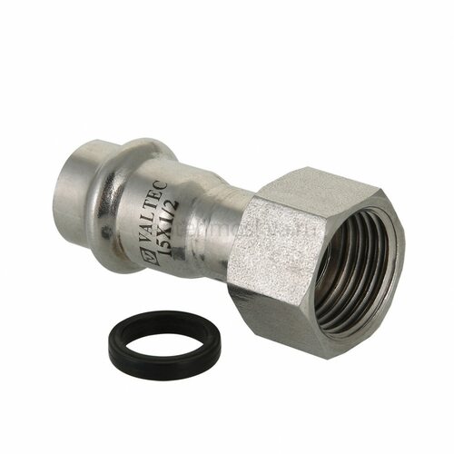 Пресс-муфта с накидной гайкой 15 мм х 1/2" из нержавеющей стали VTi.908.I.001504 VALTEC (ВАЛТЕК)
