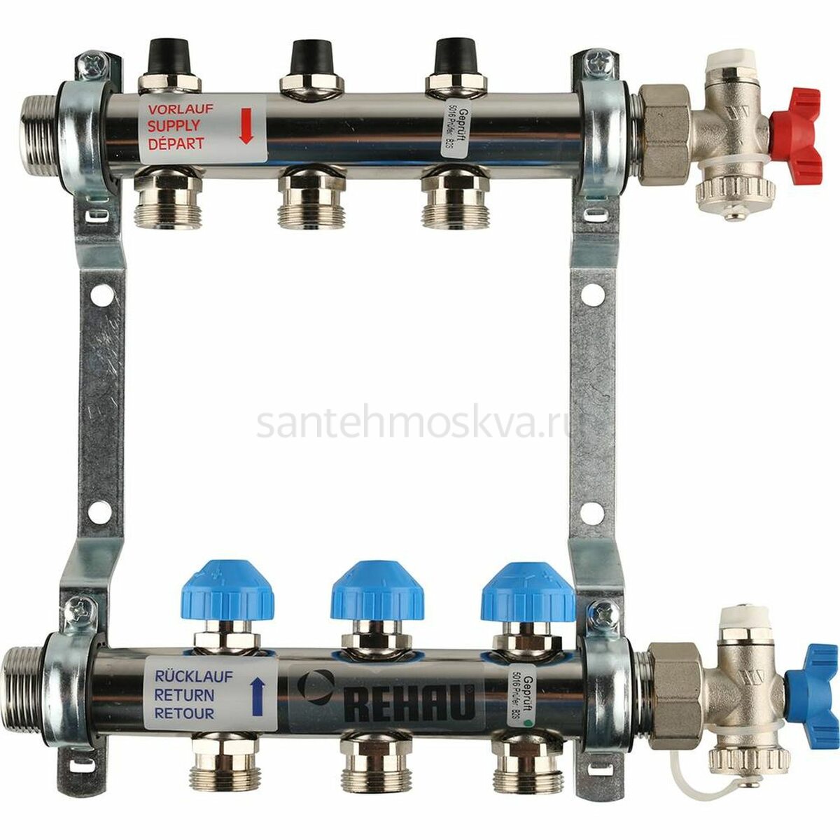 Распределительный коллектор REHAU HKV на 3 контура нержавеющая сталь  12180311001 - купить в Москве | santehmoskva.ru