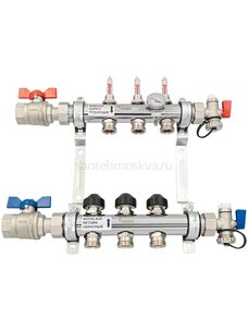 Распределительный коллектор REHAU HKV-D на 3 контура нержавеющая сталь 12080311002