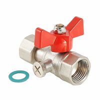 Кран шаровой латунный Valtec 1/2 ВР(ш) х 1/4 ВР(г) для подключения манометра проходной бабочка прямой (VT.807.N.0402)