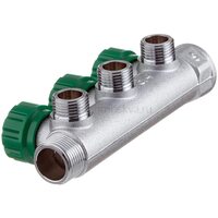 Коллектор регулирующий проходной ВР-НР 3/4"х1/2" с 3 отводами, Эконом