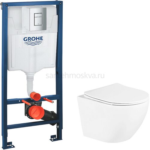 Инсталляция Grohe Rapid SL 38772001, 3 в 1 с кнопкой смыва + унитаз Belbagno UNO BB3105CHR/SC (Грое)