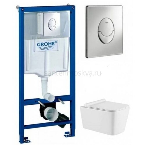 Инсталляция Grohe Rapid SL 38721001, 3 в 1 с кнопкой смыва + унитаз Fubini FB002 Diamond (Грое)