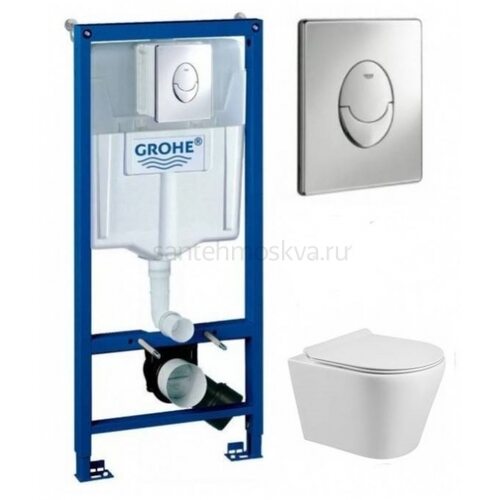 Инсталляция Grohe Rapid SL 38721001, 3 в 1 с кнопкой смыва + унитаз Fubini FB004 Helen (Грое)