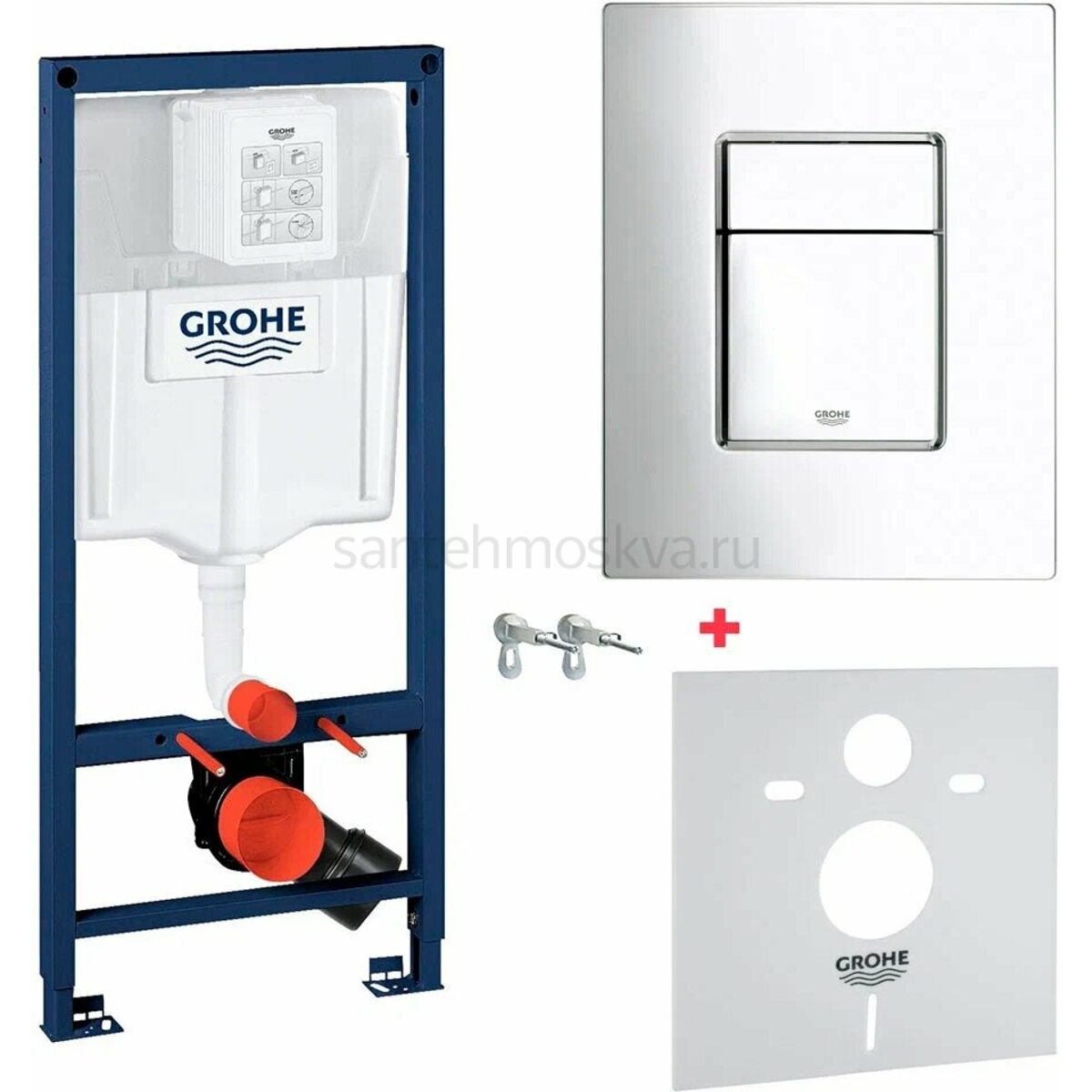 Инсталляция для унитаза GROHE Rapid SL 38775001, 4 в 1 с кнопкой смыв ...