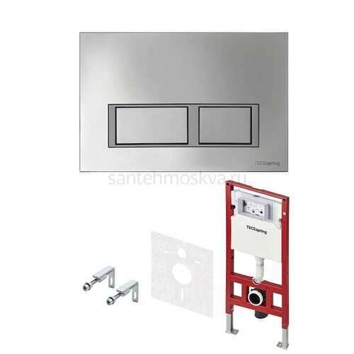 Инсталляция для унитаза TECE TECEspring V S955201, 4 в 1 с панелью смыва TECEspring V хром глянцевая (Теце)