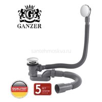 Сифон для ванны автомат GANZER GZ1199 хром, click-clack (cлив-перелив)