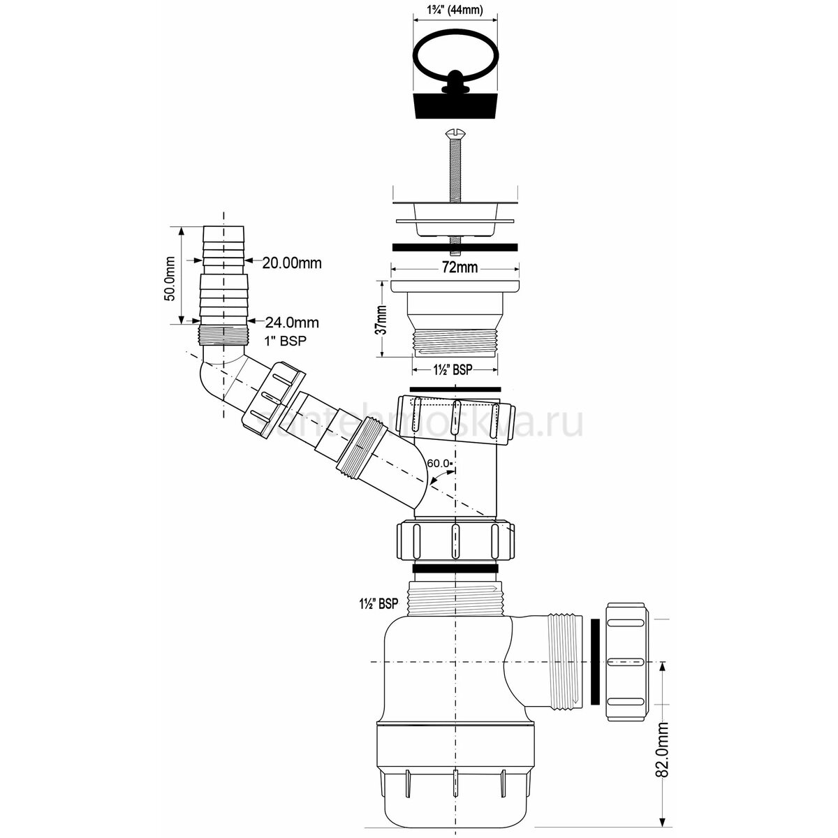 Сифон для раковины MRSK3 McAlpine (1 1/2'х40мм) купить в интернет ...