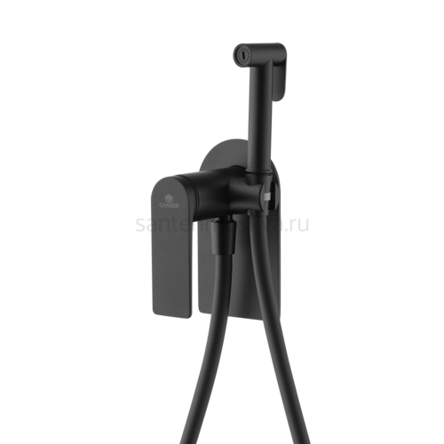 07157-C Смеситель встраиваемый с ГИГ. душом (ЧЕРНЫЙ) (10/1шт)