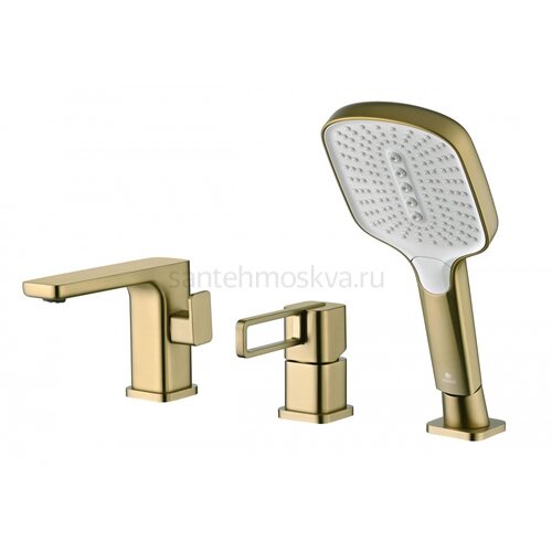 12133-S Смеситель на борт ванны (3-отв,матовое золото) (10/1шт)