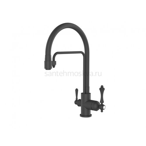 77025-CC Смес. для кухни с гибким шлангом и под фильтр (черный.чер.)