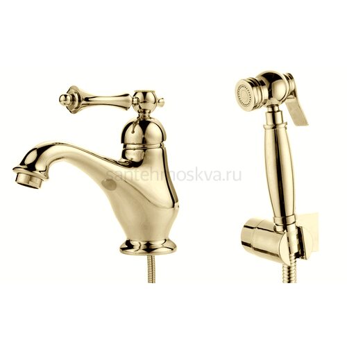 77051-E Смеситель для умыв. с гиг. под. (ЗОЛОТО)
