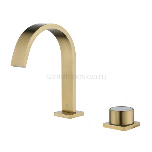 01111-S Смеситель на борт раковины (2-отв,матовое золото) (10/1шт)