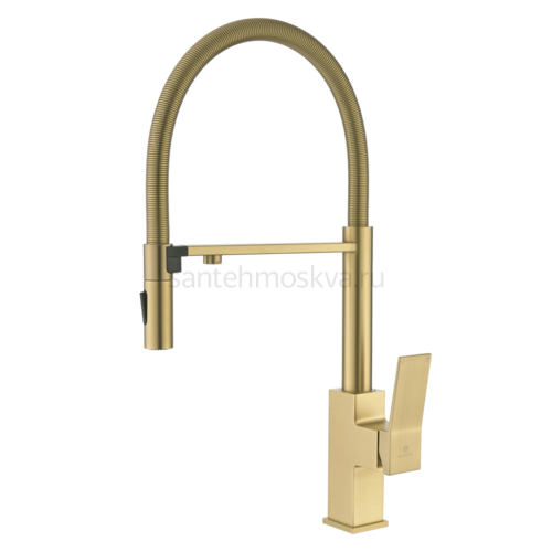 05126-S Смес. для кухни с гиб МАГ. изл. и под. фильт. (матовое золото) (10/1шт)