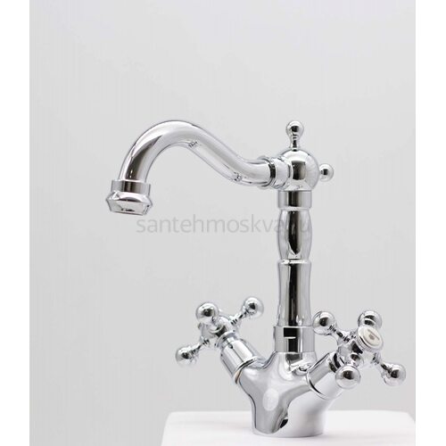 09112 Смеситель двухвент. для умыв. (ХРОМ) (10/1шт)