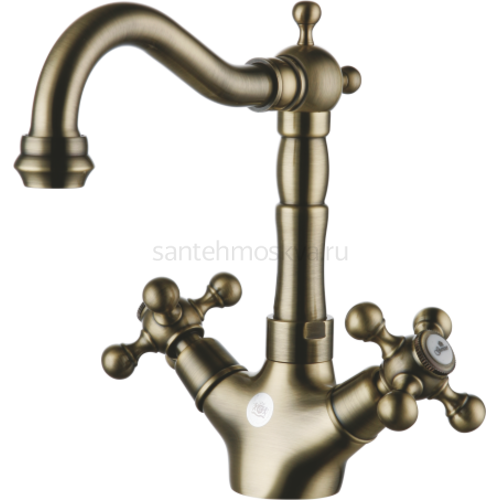 09112-D Смеситель двухвент. для умыв. (БРОНЗА) (10/1шт)
