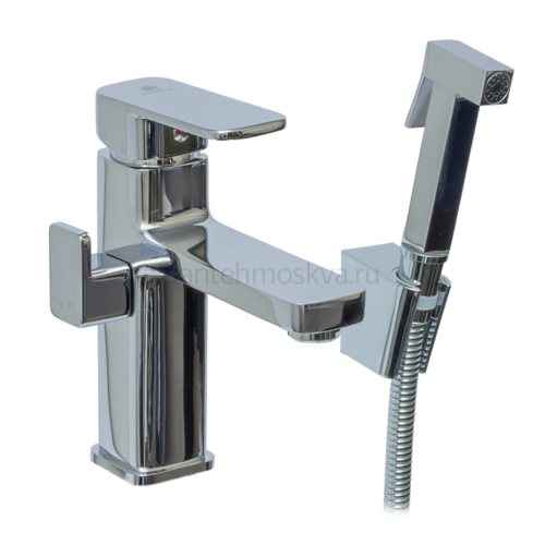 12053 Смеситель для умыв. с под. гиг. лейки (ХРОМ) (10/1шт) Л/К